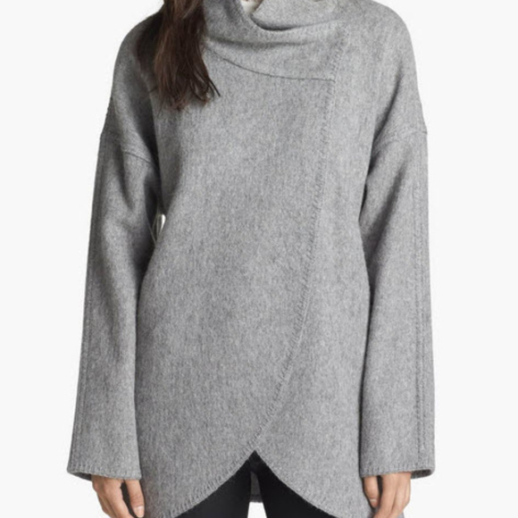 Alpaca wool blend wrap coat - Picture 1 of 4